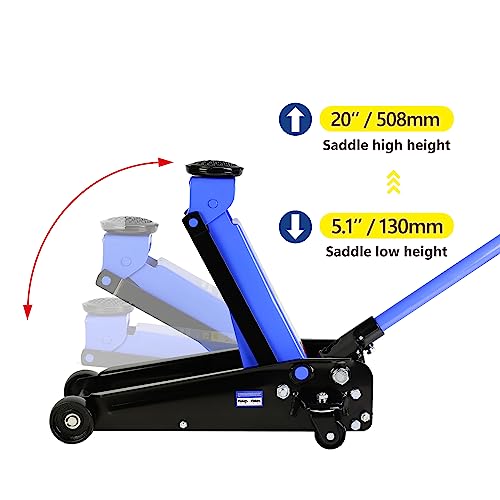 3 Ton Low Profile Floor Jack, Heavy Duty Steel Racing Floor Jack with Single Piston Quick Lift Pump, Lifting Range 5.1"-20", Hydraulic Jack Professional Car Jacks 3 Ton/6000 LBS Capacity, Blue - color: Blue - 3 Ton(Single Pump), Lift 5.1"-20"