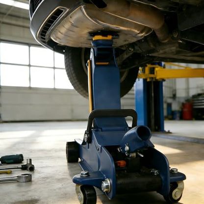 Superokay 2.5 Ton Low Profile Floor Jack, Heavy-Duty Steel Racing Jack with 3.5" to 14.75" Lifting Range, Blue & Yellow Mat Finish, Smooth Lifting & Leak-Resistant Hydraulic System