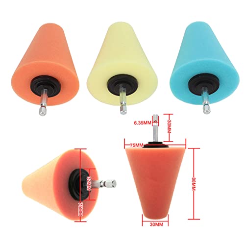 AMAKO Polishing Cone: 3Pcs Hub Cleaning Kit, Polishing Conical Polishing Sponge Wheel Polishing Care Kit for Cars, Boats and Motorcycles, Wheel Polishing Foam Pads