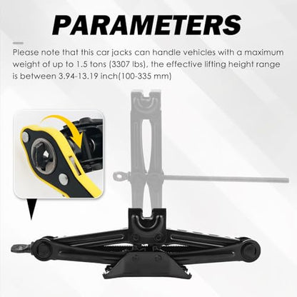 Heavy Duty Scissor Jack for Car,Portable Scissor Car Jack Kit with 1.5T (3307lbs) Capacity & Ratchet Handle,Essential Cars Tire Changing Kit as Cars Emergency Kits