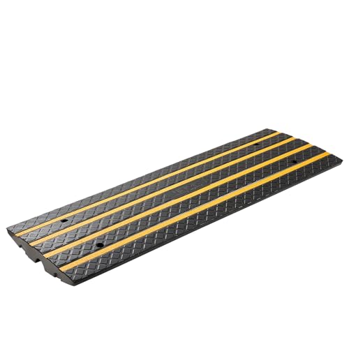 VEVOR Car Driveway Rubber Curb Ramp, 2 Pack 48.8-inch-Long Heavy Duty Low Profile Slope Ramps, 2.6’’ Rise, 33069 lbs Load Capacity, Reflective Safety Strips, for Vehicles, RVs, and Wheelchairs | Heavy Duty Low Profile 2.6’’ Rise, 33069 lbs Load Capacity,