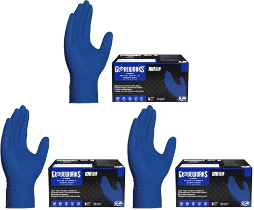 GLOVEWORKS HD Royal Blue Nitrile Industrial Disposable Gloves, 6 Mil, Latex & Powder-Free, Food-Safe, Raised Diamond Texture - size: X-Large (Pack of 100), style: Box of 100