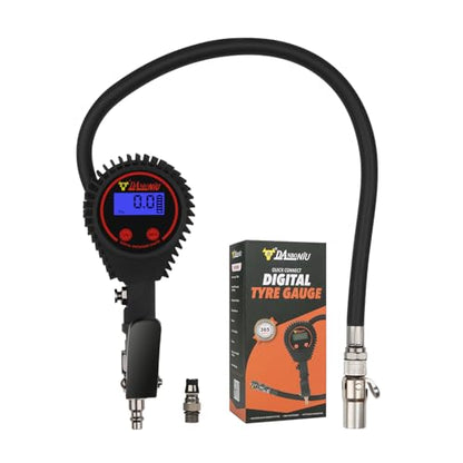 Heavy Duty Digital Tire Pressure Gauge, Air Pressure Gauge Inflator, Quick Lock Chuck, 20" Hose, 1/4" Npt, W/Extreme ± 0.1& Accuracy, 0-250 PSI