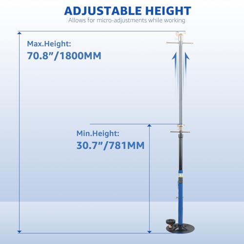 HKTE Underhoist Support Stand with Handle, 1 Ton (2,000 lbs) Capacity, 30.7"–70.8" Adjustable Height, Dual Interchangeable Tops, Under Lift & Vehicle Support Stand, US Patented Design