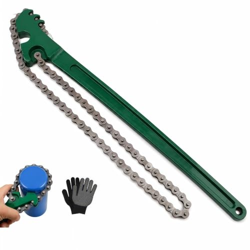 1 Pack Chain Wrench, 24 Inch Adjustable Oil Filter Wrench with Steel Chain and Long Handle, Pipe Filter Removal Tool for Automotive Plumbing Repair, Compact Grip for Tight Spaces - size: 24