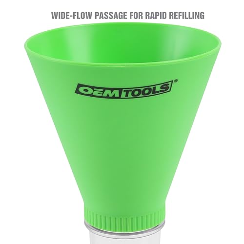 OEMTOOLS 87024 Oil Funnel for Toyota, Lexus, VW, and Mercedes Vehicles | No-Spill Design – Funnel Screws Directly into Filler Neck | Save Time on Your Next Oil Change |Hard-to-Miss Green Color - size: Toyota, Lexus, VW and Mercedes