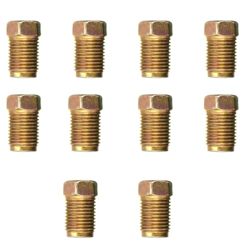 10PCS Car Brake Line Fittings, M10 x 1.0 Thread Stainless Steel Brake Line Nut, Metric Invert Flare Fittings for 3/16" Brake Line Tube