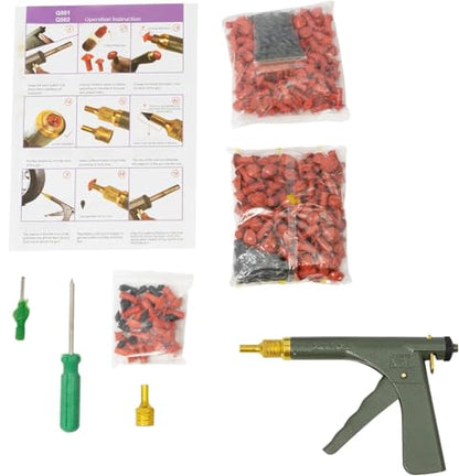 DNYSYSJ Tire Plug Gun Mushroom Tire Plug Kit Tire Plugger Tubeless Tyre Plug Gun Repair Kit with Rubber Plugs Car Auto Tire Repair Kit,Grand Pistol Tire Plug in Dark Green
