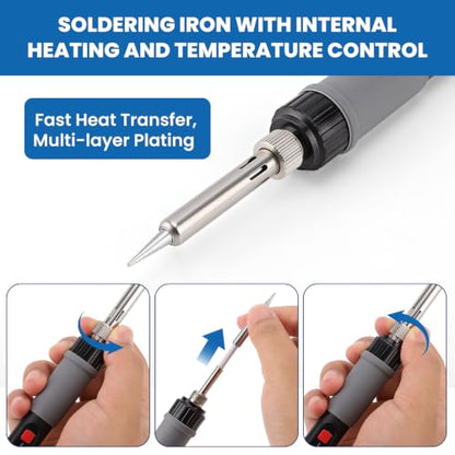 80W Soldering Iron Kit Iron Heat Set | Digital Adjustable Temperature Soldering Iron 356-932°F (180-500°C) for 3D Printing Projects,Electric Repairing, DIY