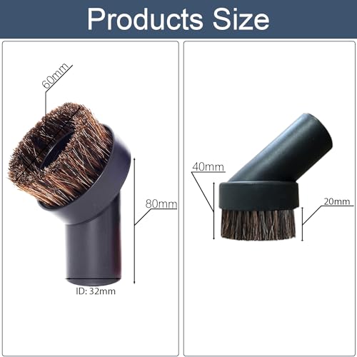 1.25'' Shop Vacuum Dust Brush Attachment with 25mm Horse Hair (2PCS) - Round Dust Brush Soft Bristle for Furniture, Blinds, Car, Wood, Electronics - 1.25 inch (32mm) Vacuum Accessories - style: Only 32MM Attachment