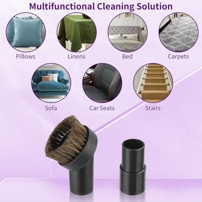 Vacuum Attachments & Brushes, Horsehair Round Brush with 1-1/4 to 1-3/8 Inch Vacuum Hose Adapter, Vacuum Brush Attachment for Shark and Shop Vac Attachments and Most Household Vacuum Cleaners - style: 2-Pcs