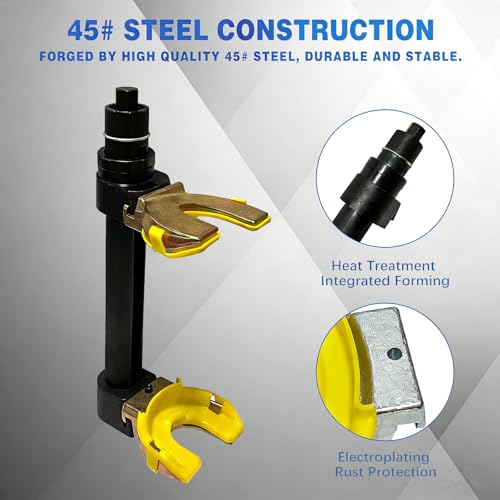 Macpherson Strut Spring Compressor Tool, Universal Spring Compressor with Overload Protection Device, Interchangeable Fork Strut Coil Extractor Remover Tool Allow Impact Wrench Use