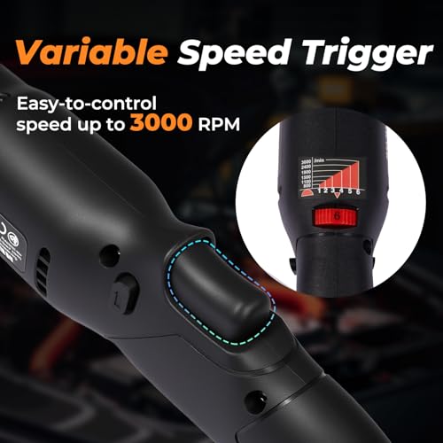 1/2" Brushless Right Angle Wrench 360 Rotating 160Nm, 2 Batteries | 6-Speed Control (800-3000 RPM), 4-Level LED Fuel Gauge, Includes 20pcs Sockets & Bits, 3500 IPM High Torque, Pro Tool Case