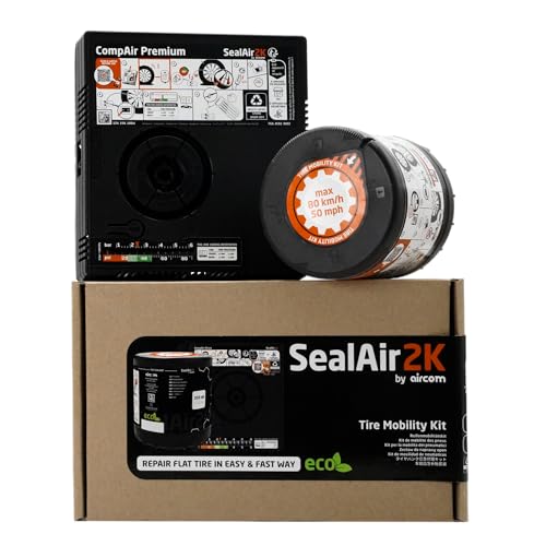 Automobile Tire Mobility Kit by Aircom, Emergency Tire Puncture Repair, 5903707591084, Direct OEM Replacement for Many luxury and Major Vehicle Manufacturers Tire puncture Kits.