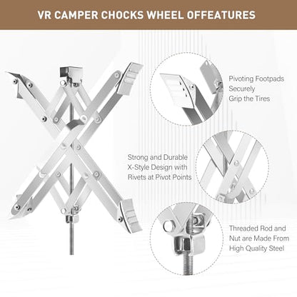 RV Stabilizer Wheel Chock XL Fit 3.5” to 17” Camper Wheel Chock Stabilizer Scissor with Accessories Pair for Travel Trailer, Heavy Duty Tire Wheel Chock Scissor Large Locking X Chock, 2Pack - size: XL 17inch 2pc
