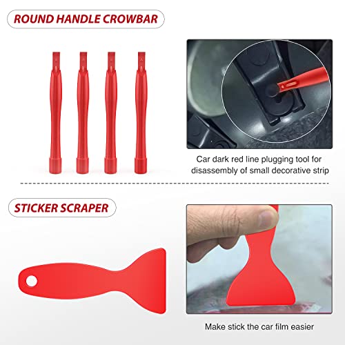 Nilight Trim Removal Tool 102 Pcs, Auto Push Pin Bumper Retainer Clip Set Fastener Terminal Remover Tool Round Handle Crowbar Kit Car Panel Radio Removal Auto Clip Pliers - color: 102 Clips+ Remover Tools Red