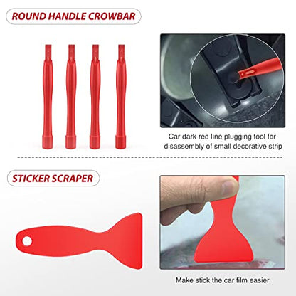 Nilight Trim Removal Tool 102 Pcs, Auto Push Pin Bumper Retainer Clip Set Fastener Terminal Remover Tool Round Handle Crowbar Kit Car Panel Radio Removal Auto Clip Pliers - color: 102 Clips+ Remover Tools Red