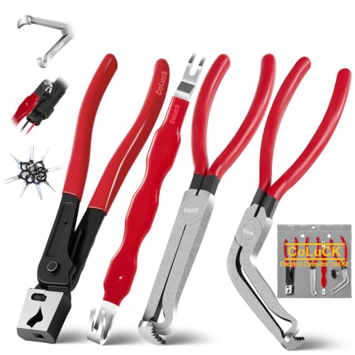 5 Pcs Electrical Disconnect Pliers and Cars Terminal Pin Removal Tool Kit, 37960/37980/13120/ Collar Hose Clamp Pliers Set for Automotive Electric Wire Plug Separator Electrical Tools Automotive Tools - color: Red, size: Assorted 5Pcs