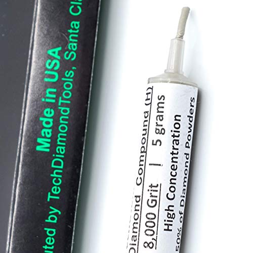 TechDiamondTools Diamond Polishing Compound Polishing Paste USA Made 8,000 Grit 0-2 Microns for Marble Glass Metal Rock Jewelry Resin Silver Chrome Gemstone with High Concentration of Diamond Powder - size: 8,000 grit / 0-2 microns