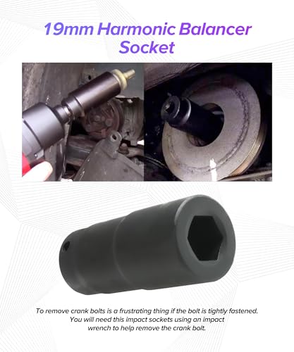 Crank Pulley Removal Tool,Car Accessories Deep Counter-Weighted Socket Tools,9mm Harmonic Balancer Socket,50mm Crankshaft Pulley Holder,Used for Cranks Bolt Removal and Installation