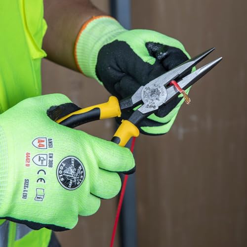 Klein Tools J203-8 8-Inch Needle Nose Pliers, Heavy Duty Cutting, Extended Handles, High Leverage, Induction Hardened with Hot-Riveted Joint - style: Side Cutters