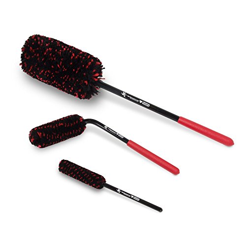 Liquid X Original Wheel Woolies Brushes 3 Piece Kit - Includes Angled Caliper Spoke Brush - USA Made - Black - New & Improved - size: Brushes