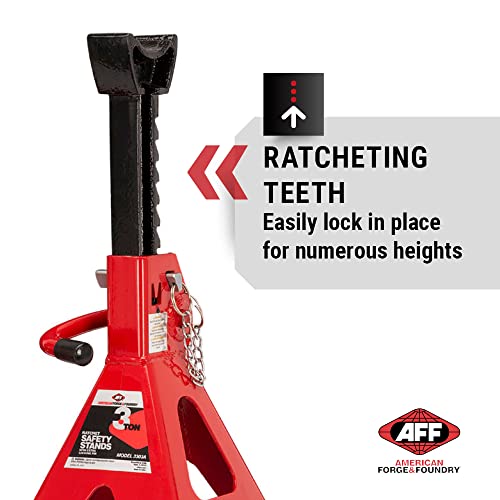 AFF 3 Ton Jack Stand Set - Heavy Duty Ratchet Style Jack Stands - Pair - size: 3 Ton
