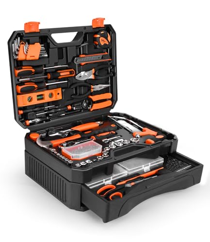 328 Pieces Home Tool Kit & Storage Case - General Household Hand Tool Set with Detachable Drawer for Easy Organization, Perfect for DIY Repairs, Home Maintenance