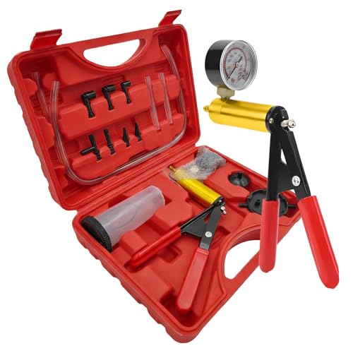 Hand Held Vacuum Pump Brake Bleeder Kit, Automotive Brake and Clutch Bleeding System with Gauge Adapters, One-Man Oil Change Vacuum Pump Test for Car Motorcycle Truck