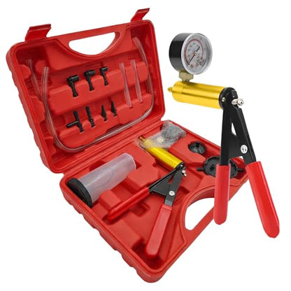 Hand Held Vacuum Pump Brake Bleeder Kit, Automotive Brake and Clutch Bleeding System with Gauge Adapters, One-Man Oil Change Vacuum Pump Test for Car Motorcycle Truck