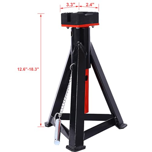 3 Ton Jack Stands, Heavy Duty Steel Car Jack Stand Pair with 6 Adjustable Height Positions, 6,000 lbs Capacity, Ratchet Axle Stands for Cars, Sedans & Light-Duty Vehicles, Black