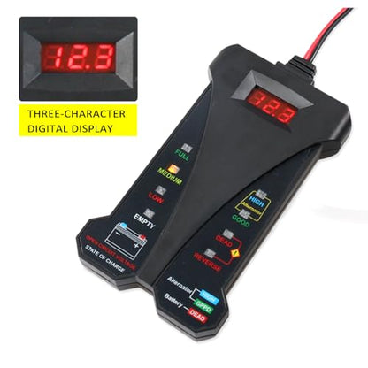 Shkalacar Car Battery Tester, 12V Tester Automotive Tester Digital Auto Battery Analyzer Charging Cranking System Tester for Truck Marine Motorcycle SUV Boat