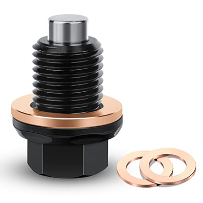 Oil Drain Plug M12 x 1.5 Magnetic Oil Pan Drain Plug T6 Aviation Aluminum with Crush Washer Gaskets Compatible with BMW, Benz - size: M12 x 1.5 Plug