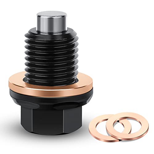Oil Drain Plug M12 x 1.25, Magnetic Oil Pan Drain Plug T6 Aviation Aluminum with Red Copper Crush Washer Gaskets Compatible with Toyota, Lexus, Nissan, Infiniti - size: M12 x 1.25
