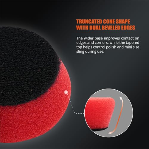 SPTA Red T10 Mini Ultra-Fine Finishing Foam Polishing Pads, 5Pcs 1.3inch/32mm Sponge Polishing Buffing Pads, Car Foam Detail Polishing Pad Kit for Car Detail Polishing, Small Area Polishing -FPTSS1R - color: 5Pcs Red T10 Ultra-Fine Finishing Pad, size: 1.