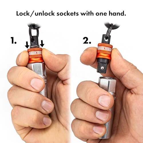 Simon tools Socket Holder Keychain 3pc - 1/2 Socket Organizer with Quick Release and Clip - Perfect Impact Wrench and Toolbox Accessories for Construction Workers, Linemen and Automotive Mechanics - size: 1/2"