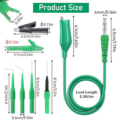 33PCS Back Probe Kit, Banana Plug to Copper Alligator Clip Test Leads Set with Wire Piercing Probes, 4mm Banana Plug Adapter for Automotive Diagnostic, Car Repairing