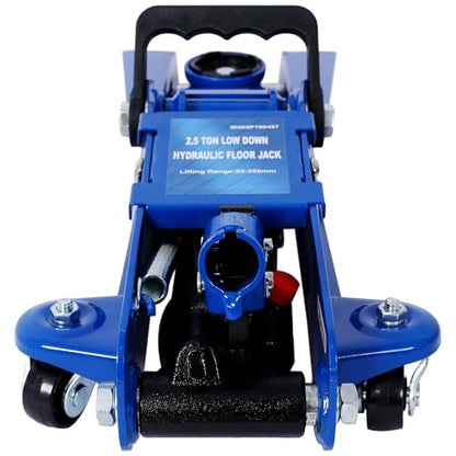 2.5 Ton Low Profile, Heavy-Duty Steel Racing Floor Jack with Single Piston Lift Pump, Lifting Range 3.5"-14.50" - color: Blue, size: 2.5T Dual Pump 3.5"-14.50"