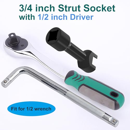 3/4"(19mm) Strut Socket With 1/2" Drive for 1-5/8" Wide Strut Channels-Heat Treated Alloy Steel Forging Suspension Strut Socket Tool(Black) - color: Black
