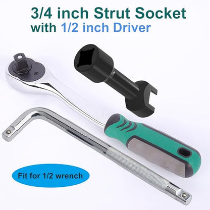 3/4"(19mm) Strut Socket With 1/2" Drive for 1-5/8" Wide Strut Channels-Heat Treated Alloy Steel Forging Suspension Strut Socket Tool(Black) - color: Black