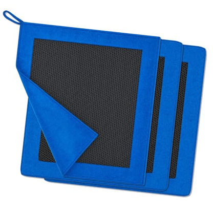 Clay Towel - Auto Detailing Clay bar Towel - Decontaminate Paint and Glass for Smoth Washing - Improve Wax and Sealant Bonding, Enhance Gloss and Color Depth - 3 Pcs 12" x 12"（Blue） (Blue)
