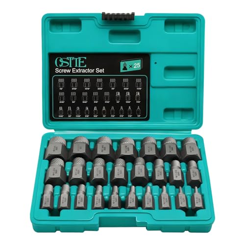 25Pcs Hex Bolt Extractor Set, Easy Out | Multi-Spline Extractor for Stripped/Broken Bolts, Cr-Mo Steel, Durable Rustproof, Essential Auto Mechanic Tool & Home DIY - size: 25 Piece