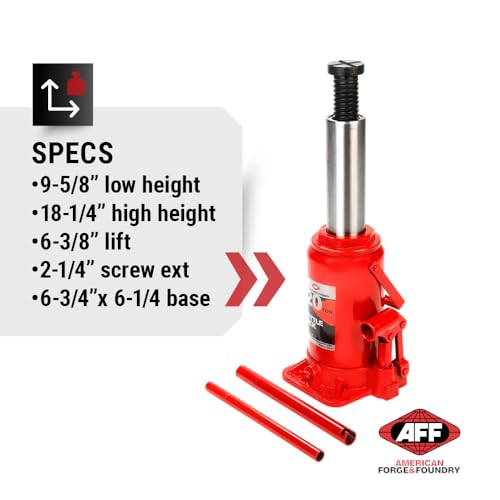 AFF Heavy Duty 20 Ton Bottle Jack, Manual, Machine Hardened Steel Saddles, Centered Pumps and Rams, 3520 - size: 20 Ton Capacity, style: Heavy Duty