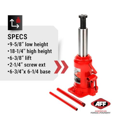 AFF Heavy Duty 20 Ton Bottle Jack, Manual, Machine Hardened Steel Saddles, Centered Pumps and Rams, 3520 - size: 20 Ton Capacity, style: Heavy Duty