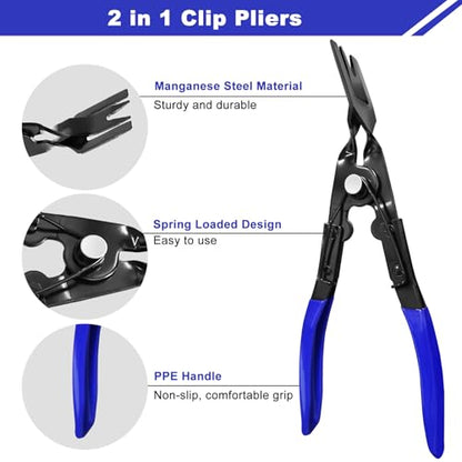 AXELECT 3 Pcs Auto Clip Pliers Fastener Remover Tool Car Clip Removal Tool Trim Rivet Removal Pry Tool Repair Kit with Storage Bag for Automotive Door Panel Upholstery Dashboard
