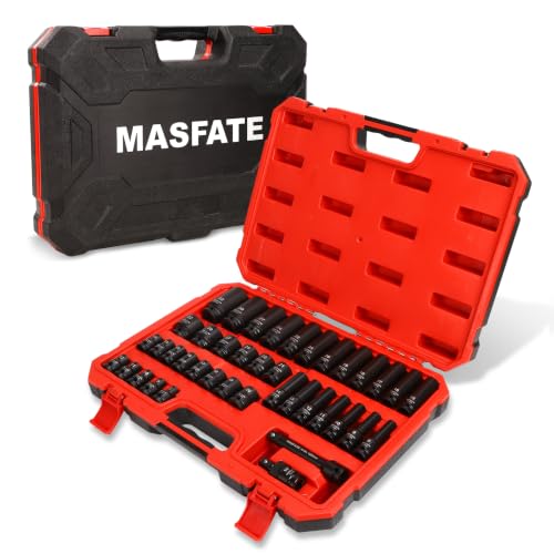 1/2" Impact Socket Set 40PCS, Metric Shallow & Deep 8-32mm | CR-MO Steel,6-Point Design,includes Extension Bars & U-Joint. Ideal heavy-duty kit for car and truck lug nut repair - size: 1/2" |Metric| 40-PCS |Shallow & Deep