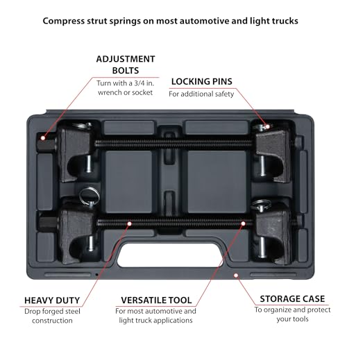 Performance Tool W89322 Professional Strut Spring Compressor with Locking Pins for Most Automotive and Light Truck Applications, Drop Forged Steel - style: Limited Access Spring Compressor