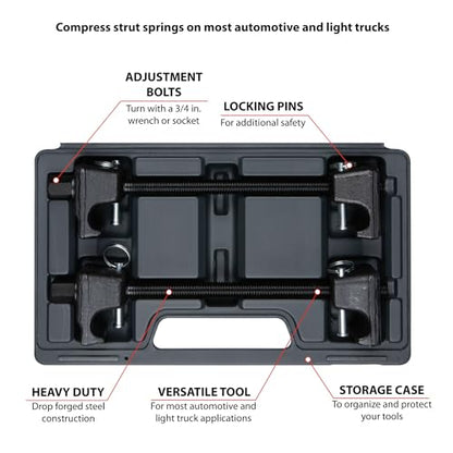 Performance Tool W89322 Professional Strut Spring Compressor with Locking Pins for Most Automotive and Light Truck Applications, Drop Forged Steel - style: Limited Access Spring Compressor
