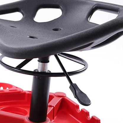 330LBS Capacit Rolling Garage Stool,Adjustable Height Rolling Garage Stool with Tool Tray 360-Degree Swivel Mechanic Stool Seat for Workshop Auto Repair Shop.