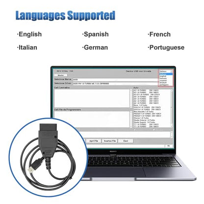 Galletto 1260 OBD2 to USB Cable Code Reader for Diesel and Petrol Cars,Compatible with Toyota/Honda/Ford/GM/Fiat/Porsche Vehicles ECUs Diagnostic Scanner Tool, Work with Windows 32-bit System